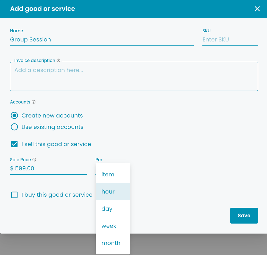 Hourly billing in TrulySmall Accounting