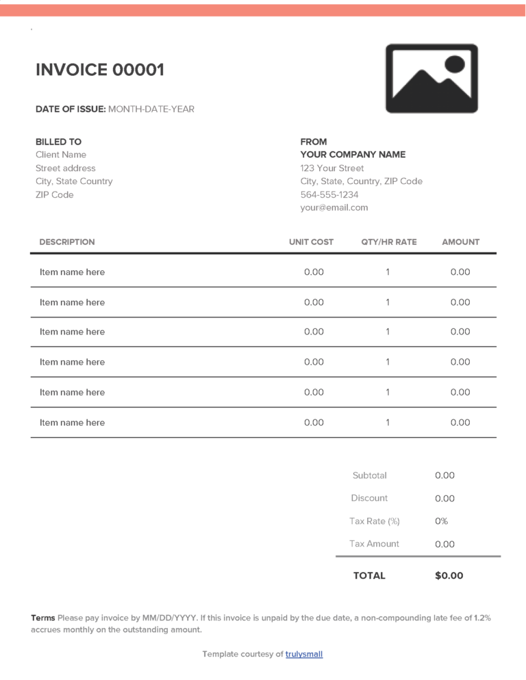 Free Developer Invoice Templates - TrulySmall