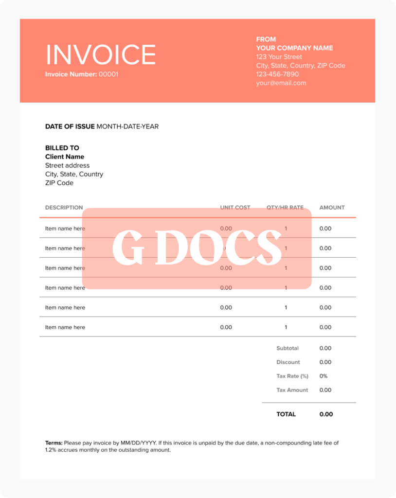 google doc invoice template