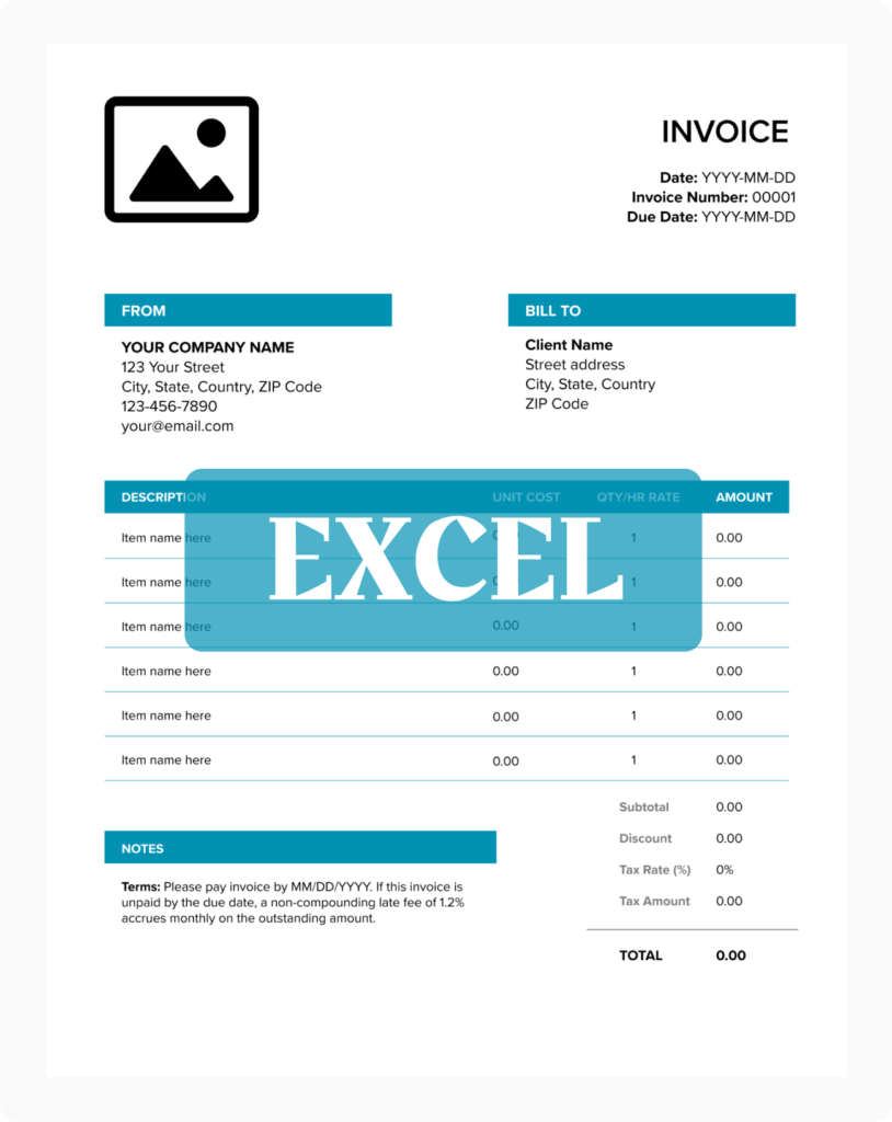 blue excel invoice template