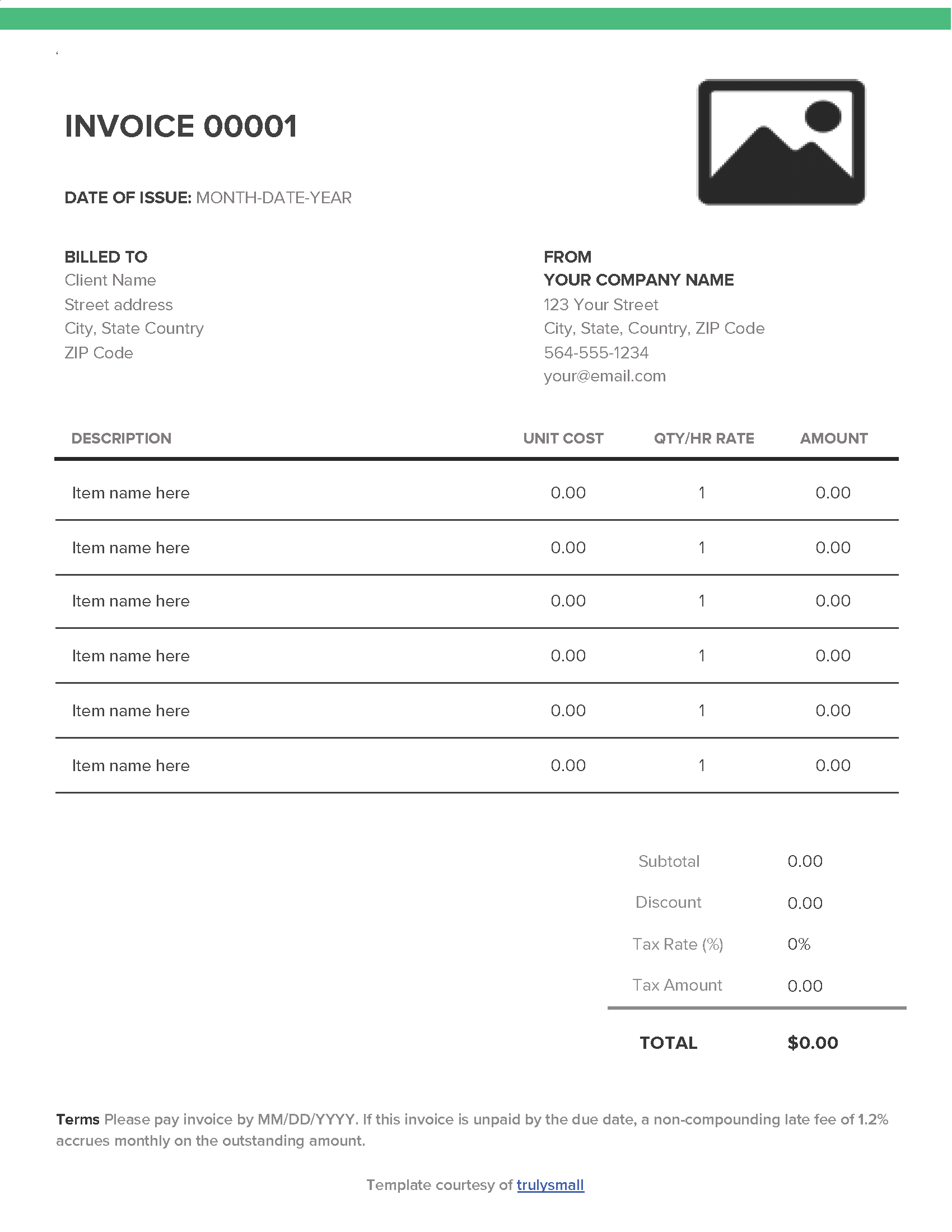 Free Business Invoice Templates Trulysmall