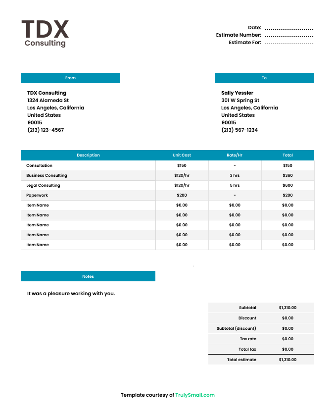 Consultant Invoice Template