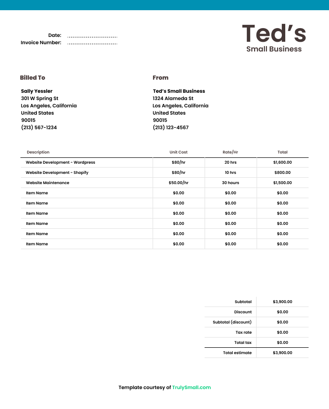 Developer Invoice Template